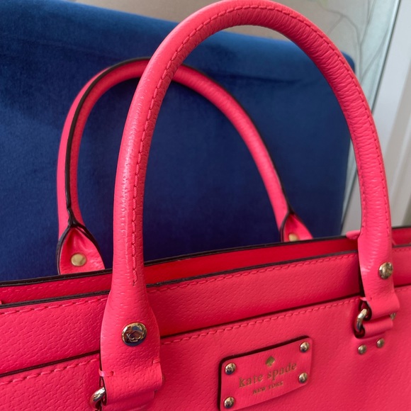 Kate Spade Wellesley Flamingo Pink Leather Tote Bag *shoulder strap missing* - Picture 12 of 14